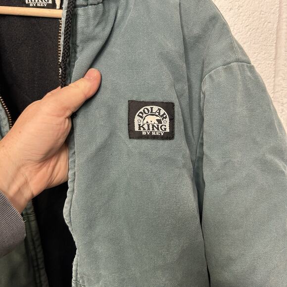 Vintage Polar King Key Canvas Quilted Hooded Jacket “Green” - Picture 6 of 9